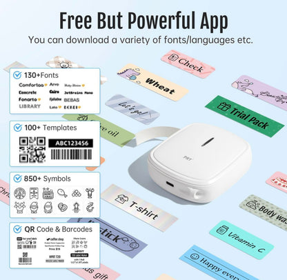 prt Qutie Bluetooth Label Maker Sticker, USB Rechargeable Label Maker
