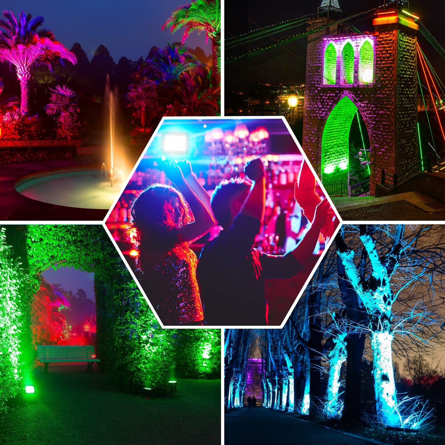 LED Spotlight 35 W Smart RGB Colour Changing Floodlights Bluetooth App Control IP66 2PCS