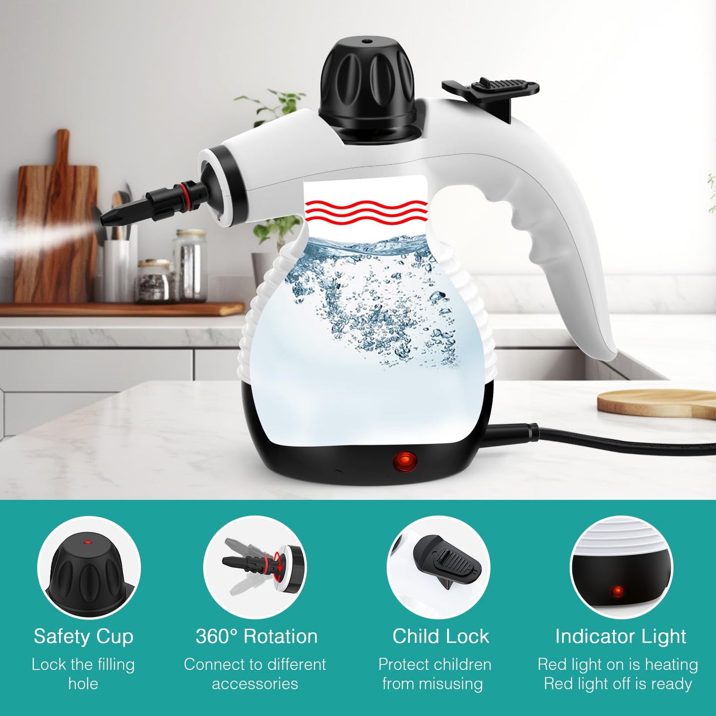 Handheld Steam Cleaner, Steamer for Cleaning, Multipurpose Portable Steam Cleaners for Home Use