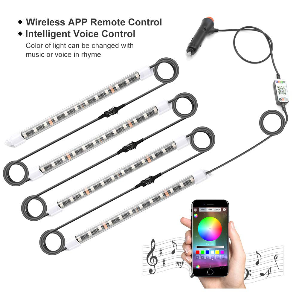 wsiiroon Car LED Strip Light, Newest Style App Controller Car Interior Lights