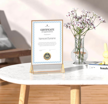 Sezanrpt Acrylic Place Card Holder Gold 13 x 18cm Vertical 4 Pack