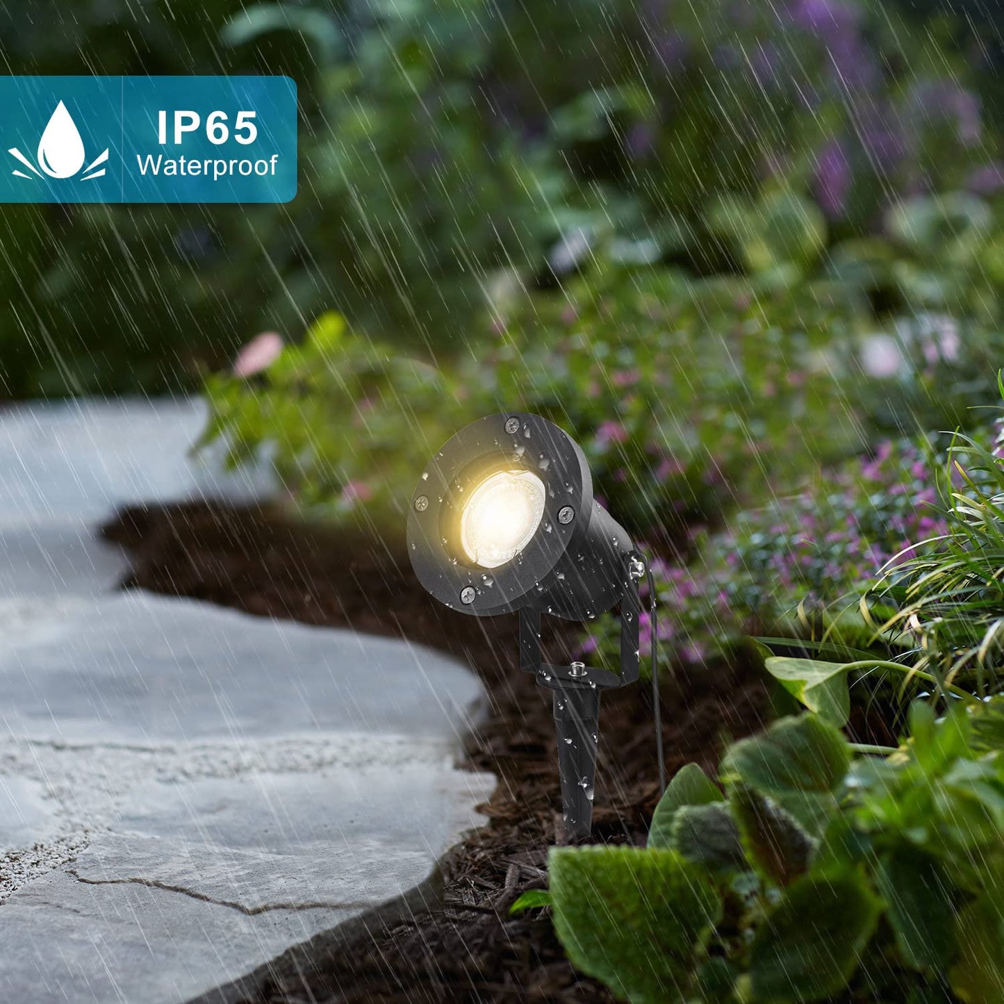 SanGlory Set of 2 Garden Lights with Ground Spike, GU10 LED 7 W with Plug, IP65 Waterproof