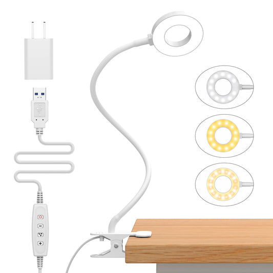iZELL Book Light, Clip on Reading Light with Flexible Gooseneck, Dimmable LED Lamparas Clamp on Work white
