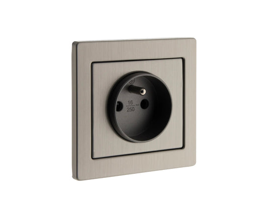 2P+T flush-mounted stainless steel Art'Flat socket - Zenitech