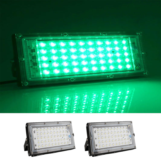 MODOAO 2 Pack 50W 4800LM Green LED Floodlight Outdoor Waterproof IP66