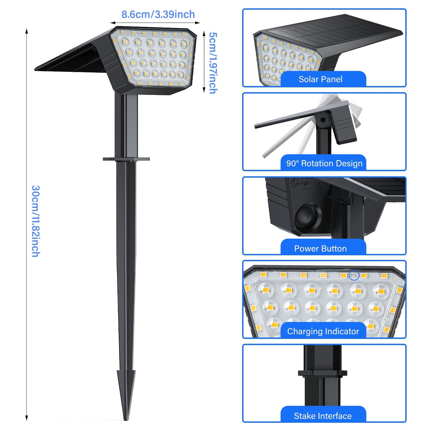 FIFlying Solar Outdoor Spotlight, 2 Pieces