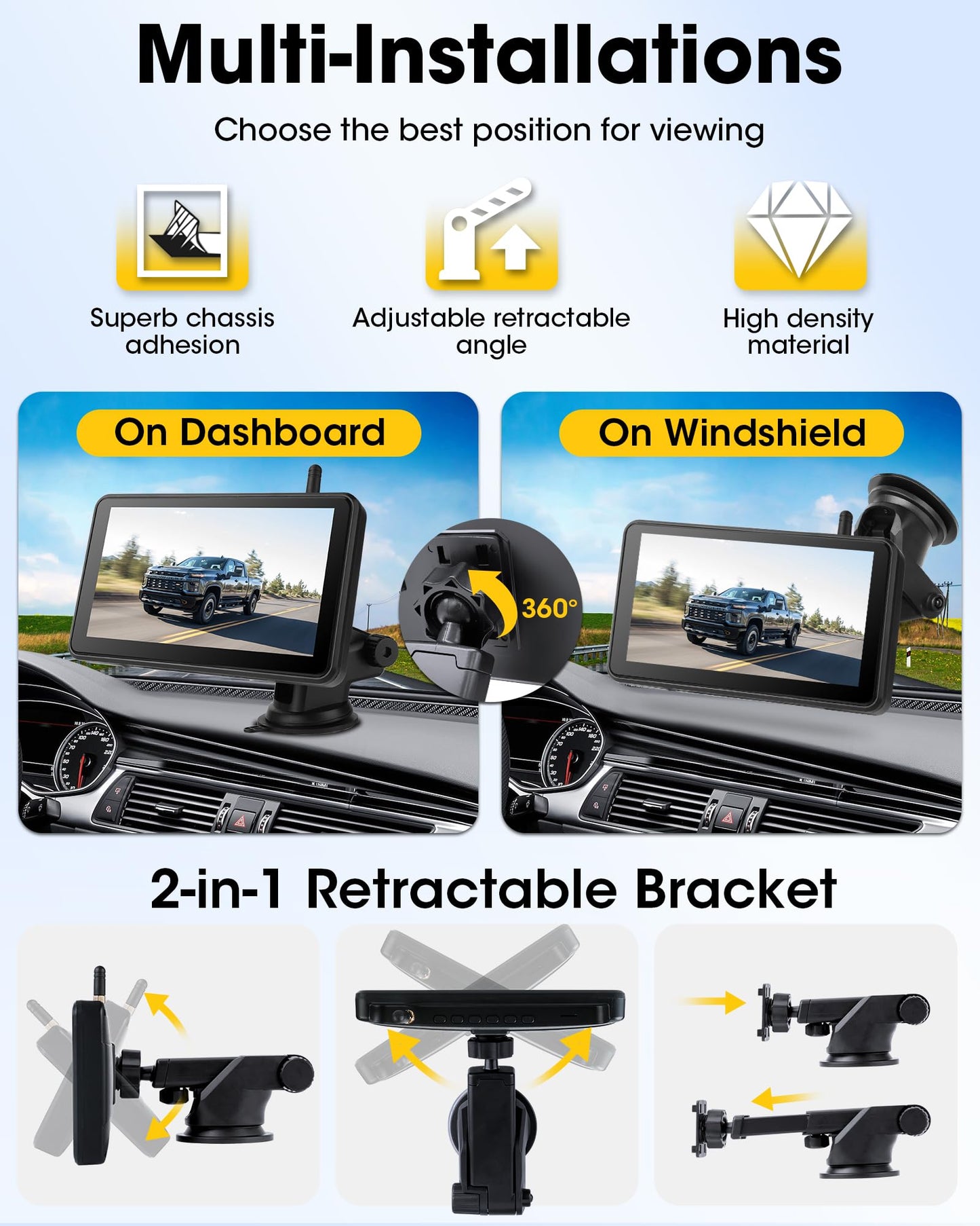 1080P Wireless Reversing Camera with HD Monitor 7 Inch Wireless Backup Camera