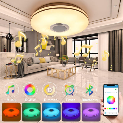 MILFECH 36 W LED Ceiling Light Dimmable with Bluetooth Speaker, Remote Control and App Control
