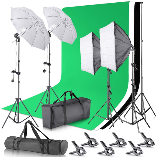 Basic Version Photography Backdrop Lighting Kit: 2.6Mx3M/8.5ftx10ft Background Support System 800W