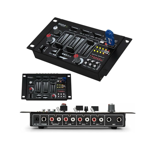 Ibiza - DJ21USB-MKII - 4-channel/7-channel mixer and various inputs - USB - Black
