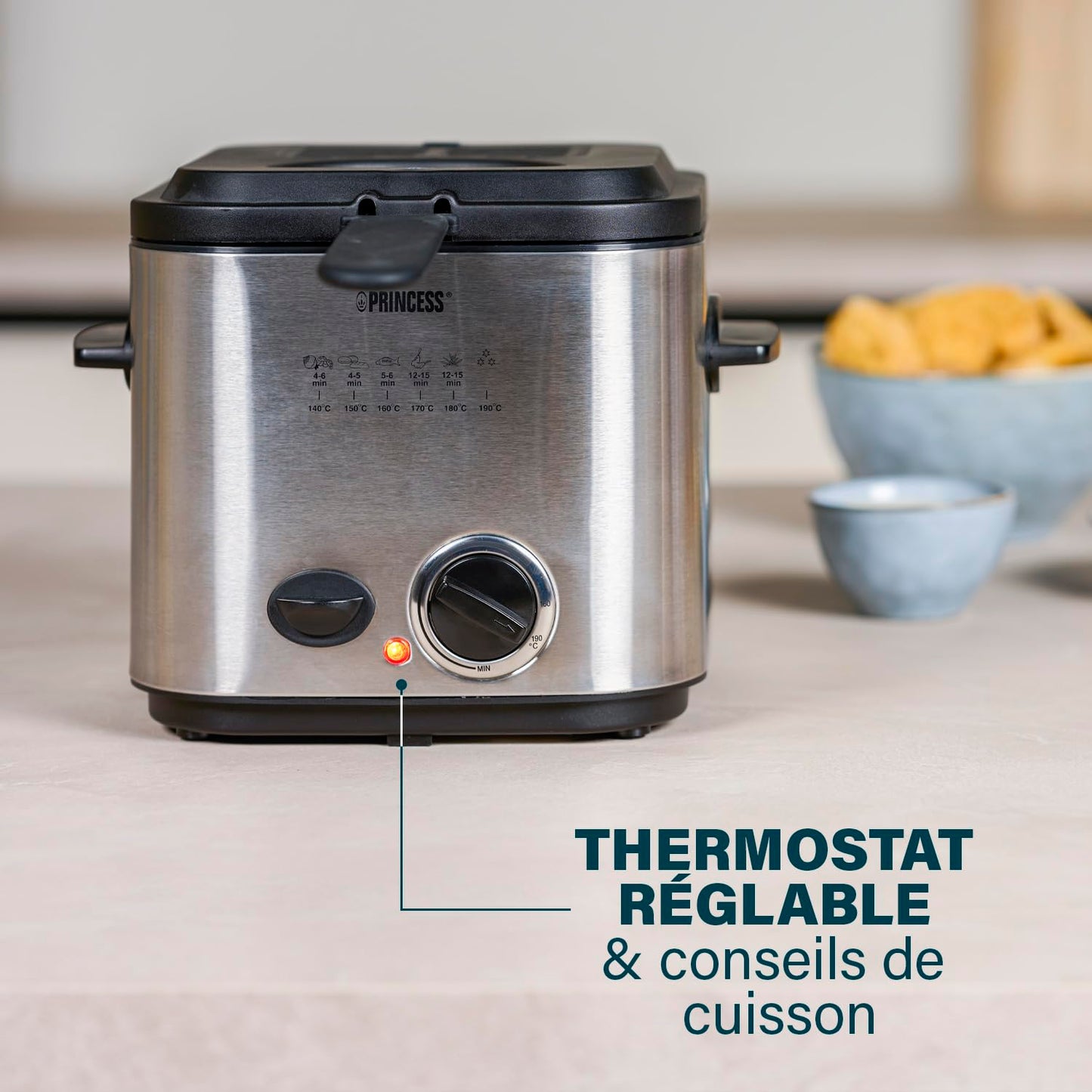 Princess Mini Fryer & Fondue - 1.2 L - With 6 fondue forks - Fast heating - Anti-odour filter -840w