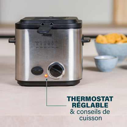 Princess Mini Fryer & Fondue - 1.2 L - With 6 fondue forks - Fast heating - Anti-odour filter -840w