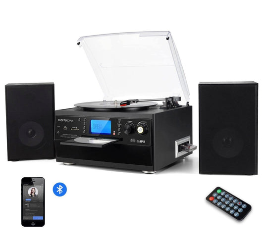 DIGITNOW Bluetooth Record Player Turntable with Stereo Speaker, LP Vinyl to MP3 Converter with CD