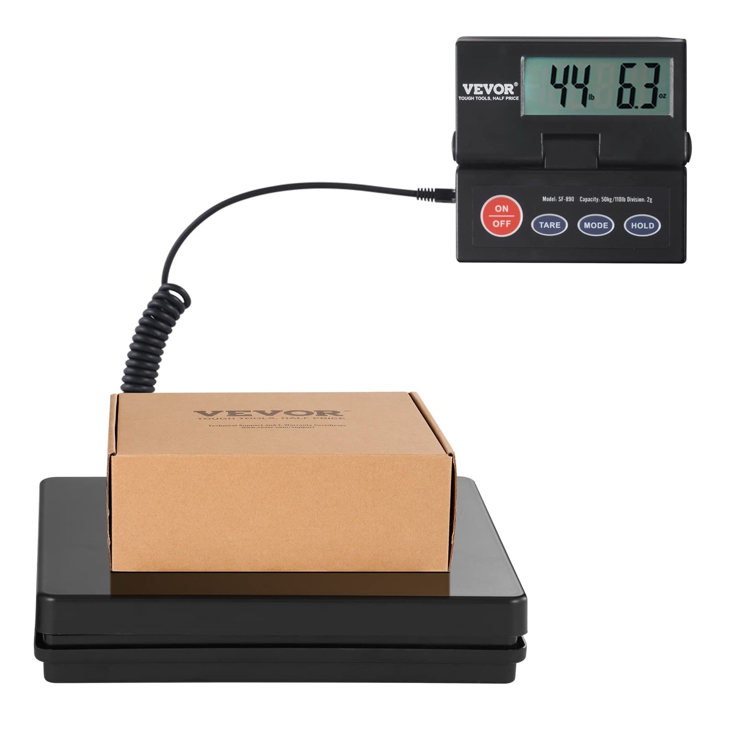 VEVOR Digital Shipping Scale, 110 lbs x 0.07 oz. Heavy Duty Postal Scale with Timer, Tare