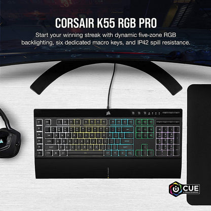 Corsair K55 RGB PRO Membrane Wired Gaming Keyboard – IP42