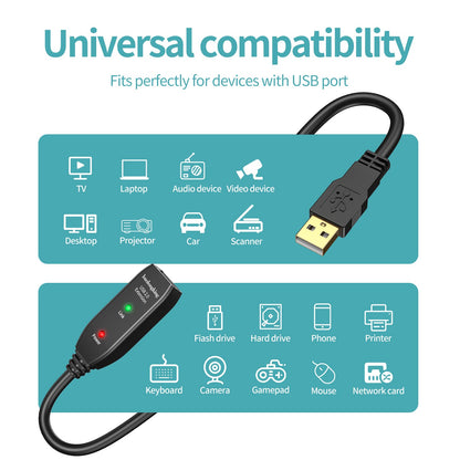 baolongking USB Extension Cable 10M, USB2.0 Active Repeater A Male to A Female