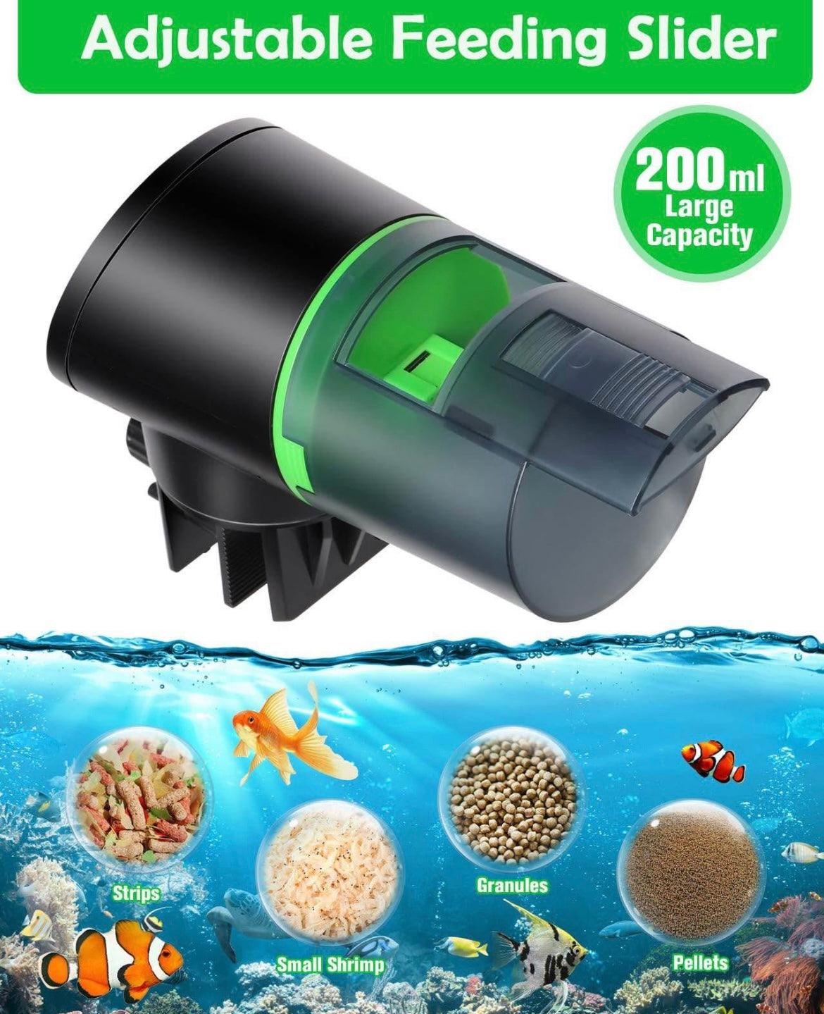 Automatic Fish Feeder for Aquarium - Auto Fish Food Dispenser Rechargeable for Small Large Tank