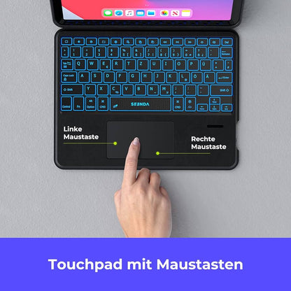 seenda Keyboard Case for iPad 10 Generation, 7 Colours Illuminated Bluetooth Keyboard with Touchpad