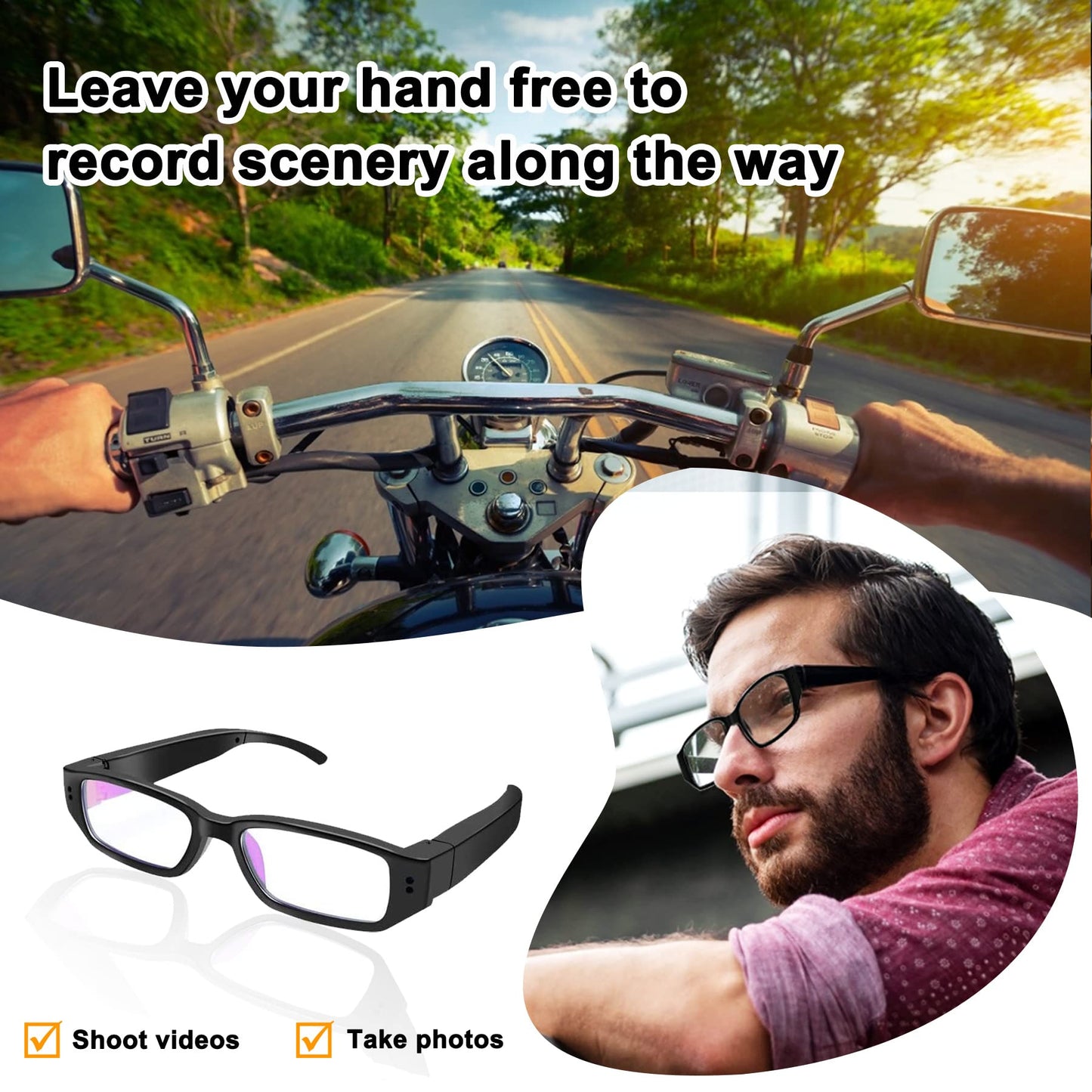 bayehngs Glasses Camera 1080P Video Glasses Sports Action Camera