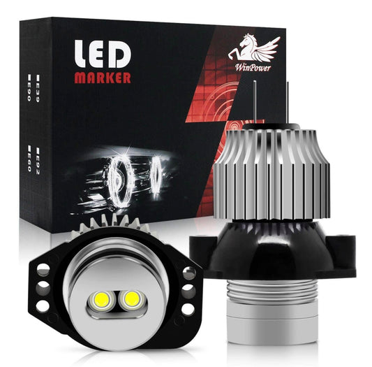 WinPower 12W LED Angel Eyes Kit Headlight Halo ring marker Bulbs Position lights 6000K Xenon