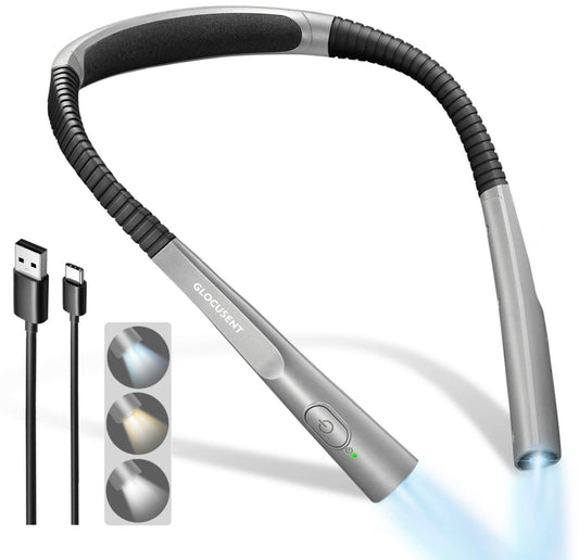 Glocusent Upgraded LED Neck Reading Light, Book Light for Reading in Bed, 30-min Timer