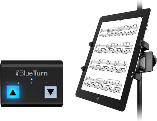 IK Multimedia Page Turner Pedal and Tablet Microphone Stand Mount Kit, Bluetooth Controller Pedal