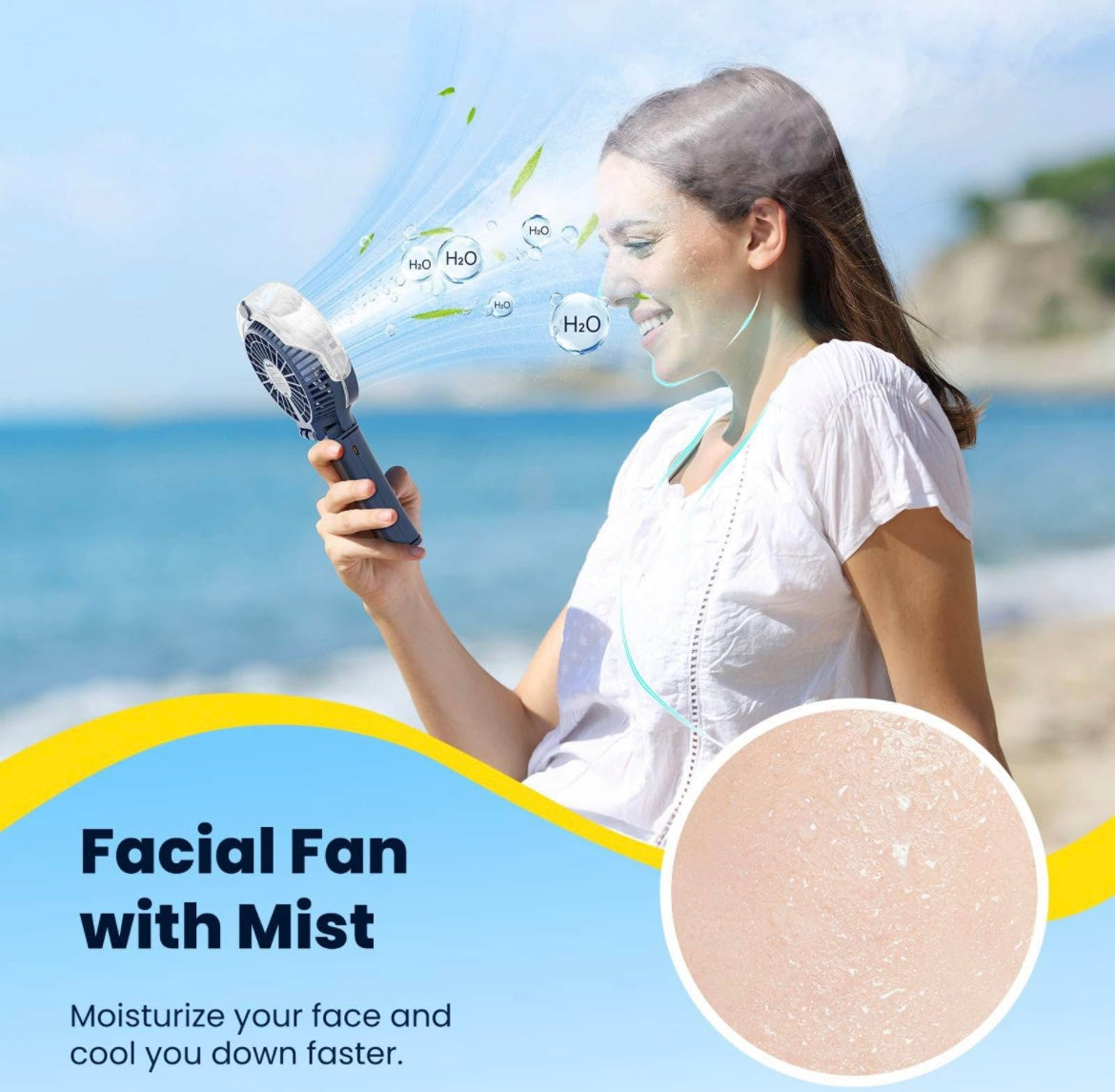 HandFan Upgraded Portable Handheld Misting Fan, Rechargeable Personal Mister Fan, Spray Water