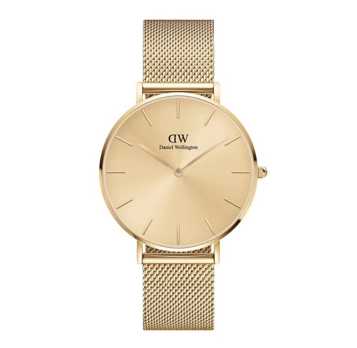 Gold Daniel Wellington Petite Unitone women's watch with a minimalist dial and a fine 36mm