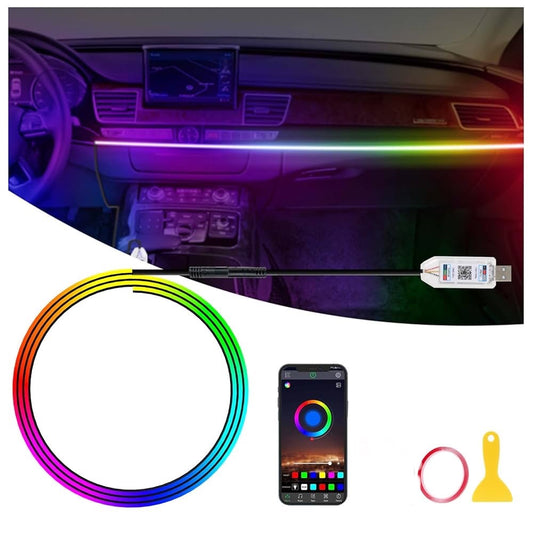 GPJYD Acrylic Car LED Interior Lighting, RGB Ambient Lighting Car Strip 110 cm 146 LEDs