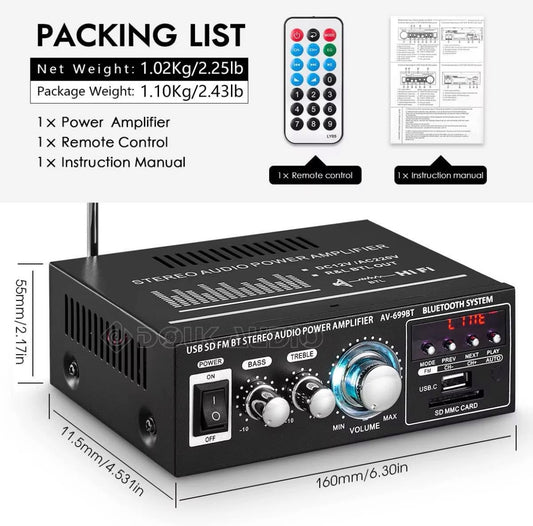 400W 2 CH bluetooth Car HiFi Stereo Amplifier
