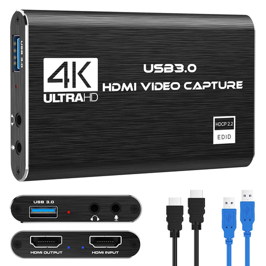 4K Audio Video Capture Card, USB 3.0 HDMI Video Capture Device, Full HD 1080P
