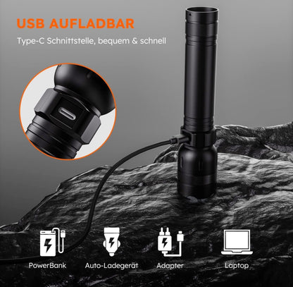 Kwanic Rechargeable LED Flashlight, Extremely Bright Waterproof