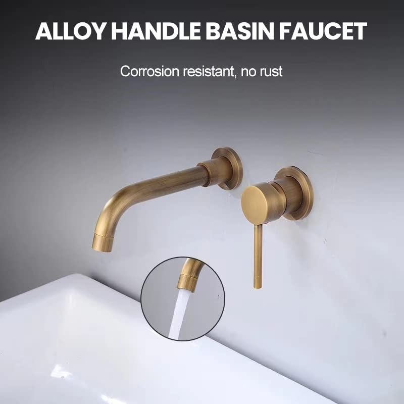 imiiHO 011 Wall-Mounted Basin Faucet, Bronze, Brass, Brushed, Bathroom tap