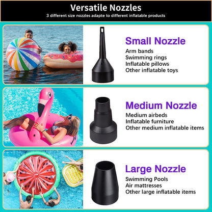 Electric Air Pump for Inflatables, 4000mAH Rechargeable Battery Powered Air Mattress Pump
