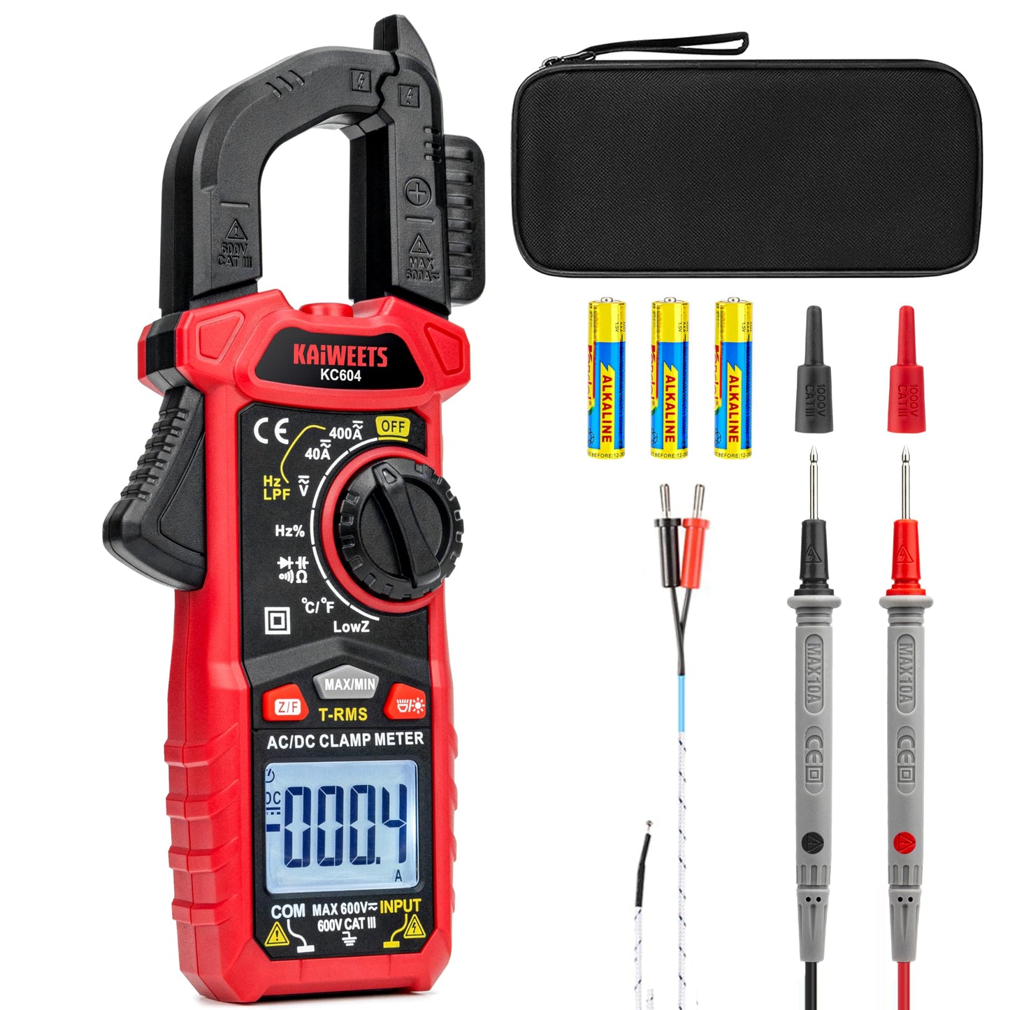 KAIWEETS Clamp Meter DC/AC current, Amp Meter Auto-ranging with D-Shaped Jaw, Clamp Multimeter Flash