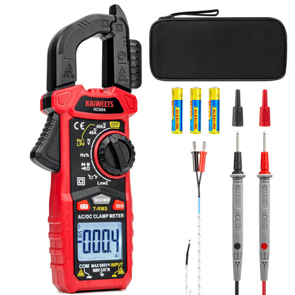 KAIWEETS Clamp Meter DC/AC current, Amp Meter Auto-ranging with D-Shaped Jaw, Clamp Multimeter Flash