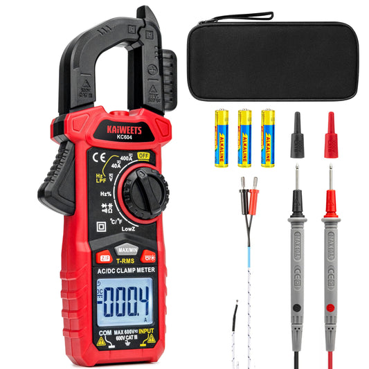 KAIWEETS Clamp Meter DC/AC current, Amp Meter Auto-ranging with D-Shaped Jaw, Clamp Multimeter Flash