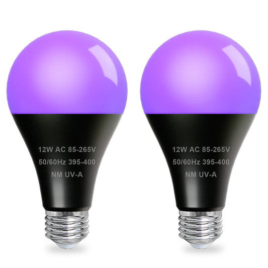 MEEKBOS 2 Pack UV Black Light Bulbs, 12W LED Blacklight
