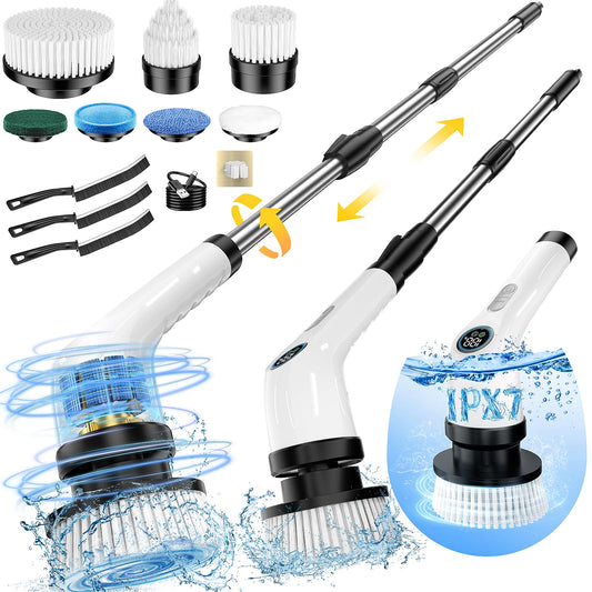 Electric Spin Scrubber, Full-Body IPX7 Waterproof Cordless Power Cleaning Brush