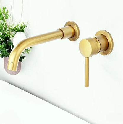 imiiHO 011 Wall-Mounted Basin Faucet, Bronze, Brass, Brushed, Bathroom tap