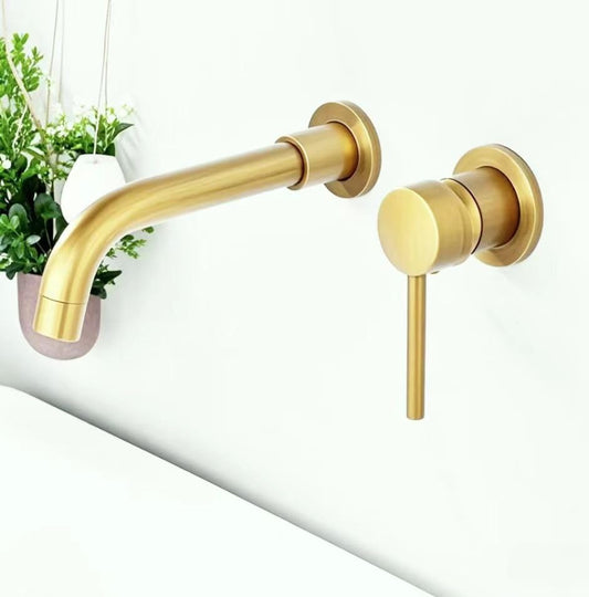 imiiHO 011 Wall-Mounted Basin Faucet, Bronze, Brass, Brushed, Bathroom tap