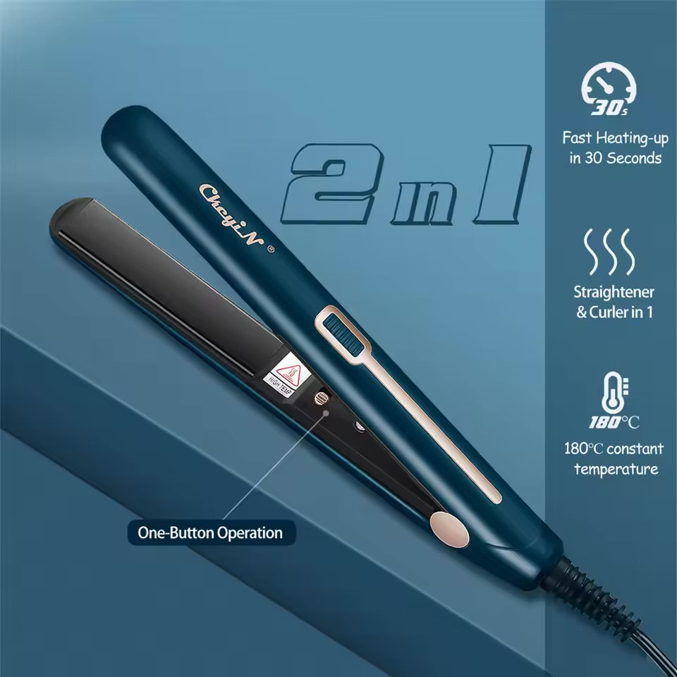 CkeyiN-Portable and curly mini hair straightener, flat iron, 2 in 1