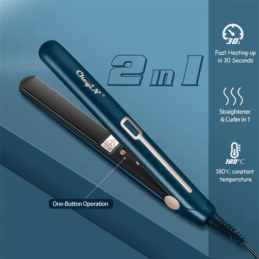 CkeyiN-Portable and curly mini hair straightener, flat iron, 2 in 1