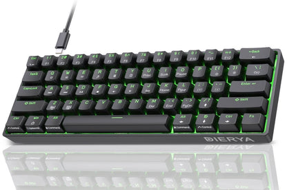 Dierya DK61se 60% Wired Mechanical Gaming Keyboard, Ice Blue Backlight, Type-C Mechanical Keyboard